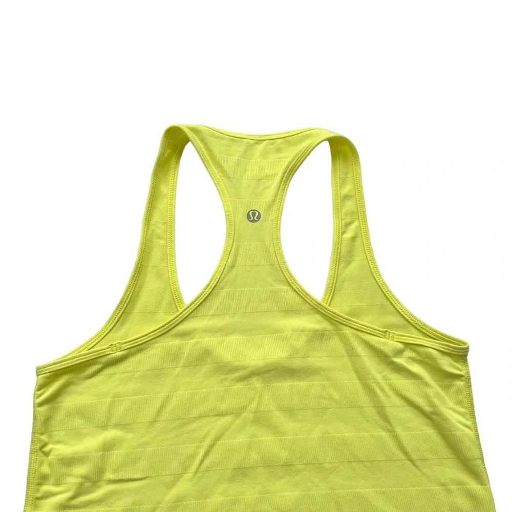 Lululemon Womens Clarity Yellow Cool Racerback Striped Ribbed Racerback Tank Top